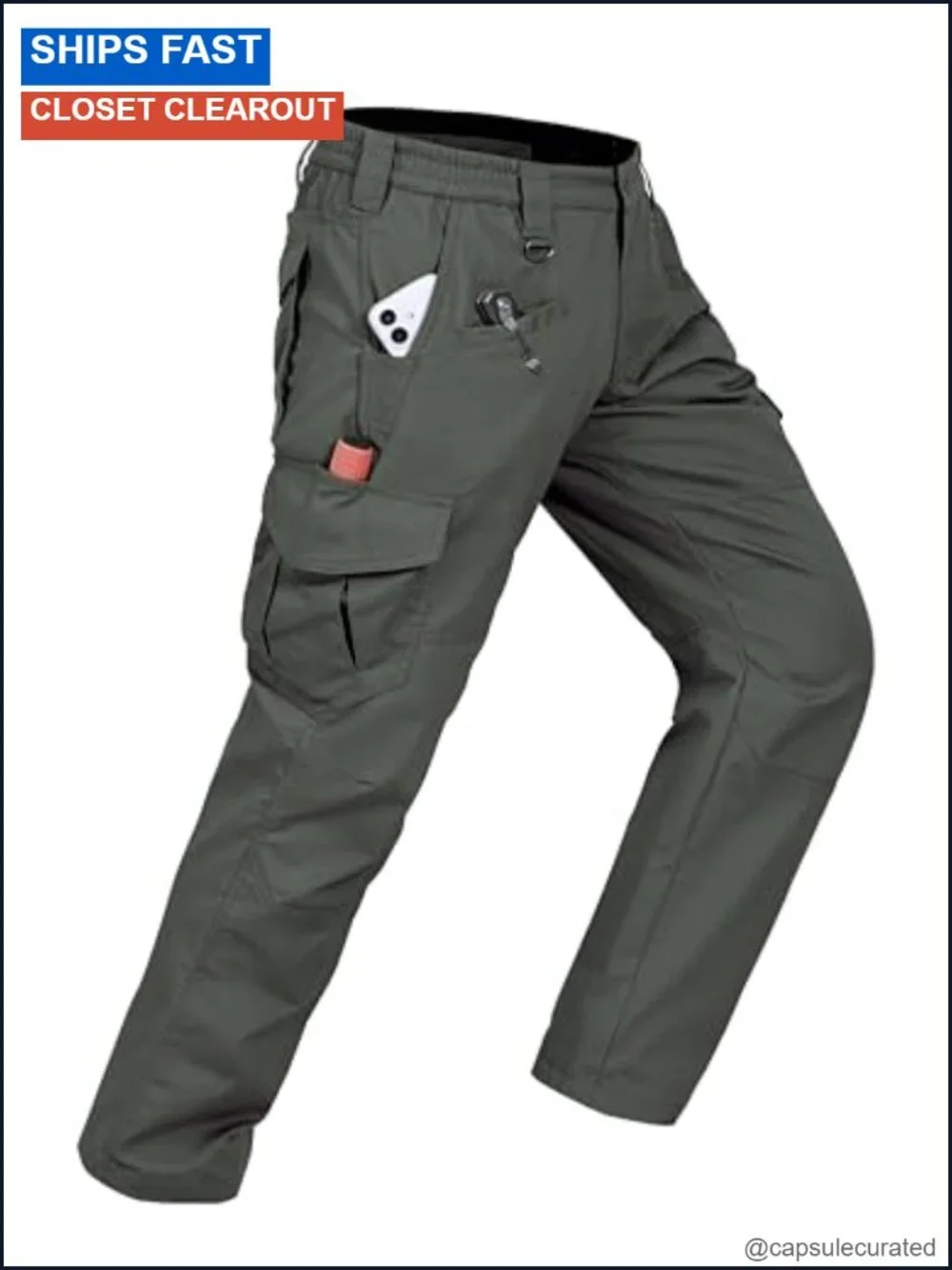 Men's Ripstop Cargo Work Pants Tactical Hiking with 9 Pockets
